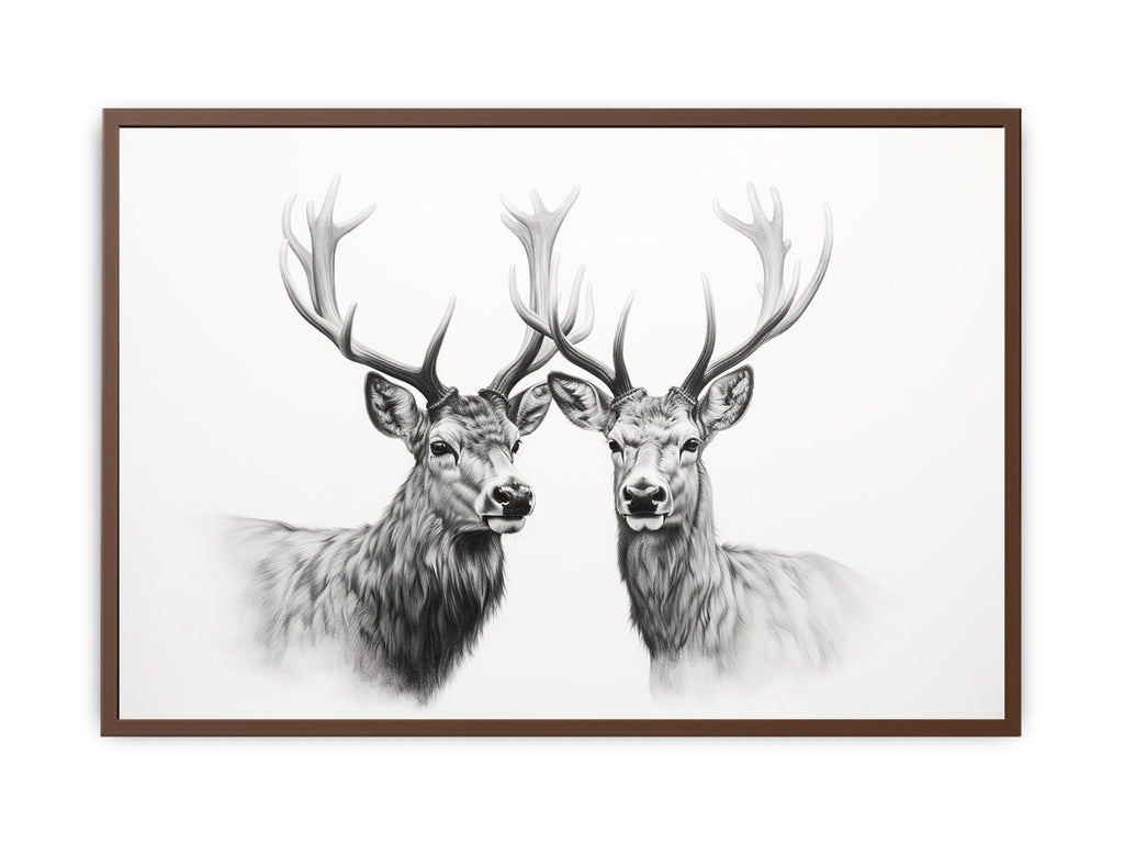 Black And White Deer Canvas Art Print