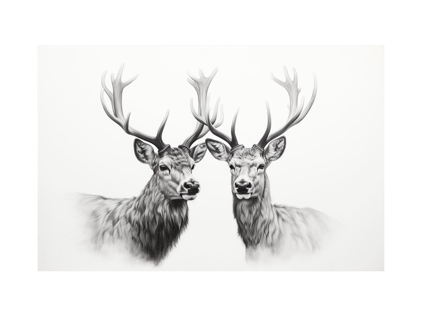 Black And White Deer Canvas Art Print