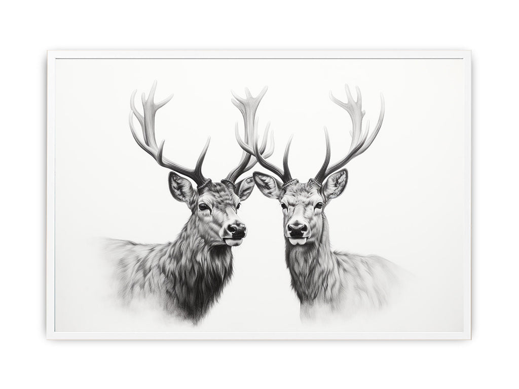 Black And White Deer Canvas Art Print