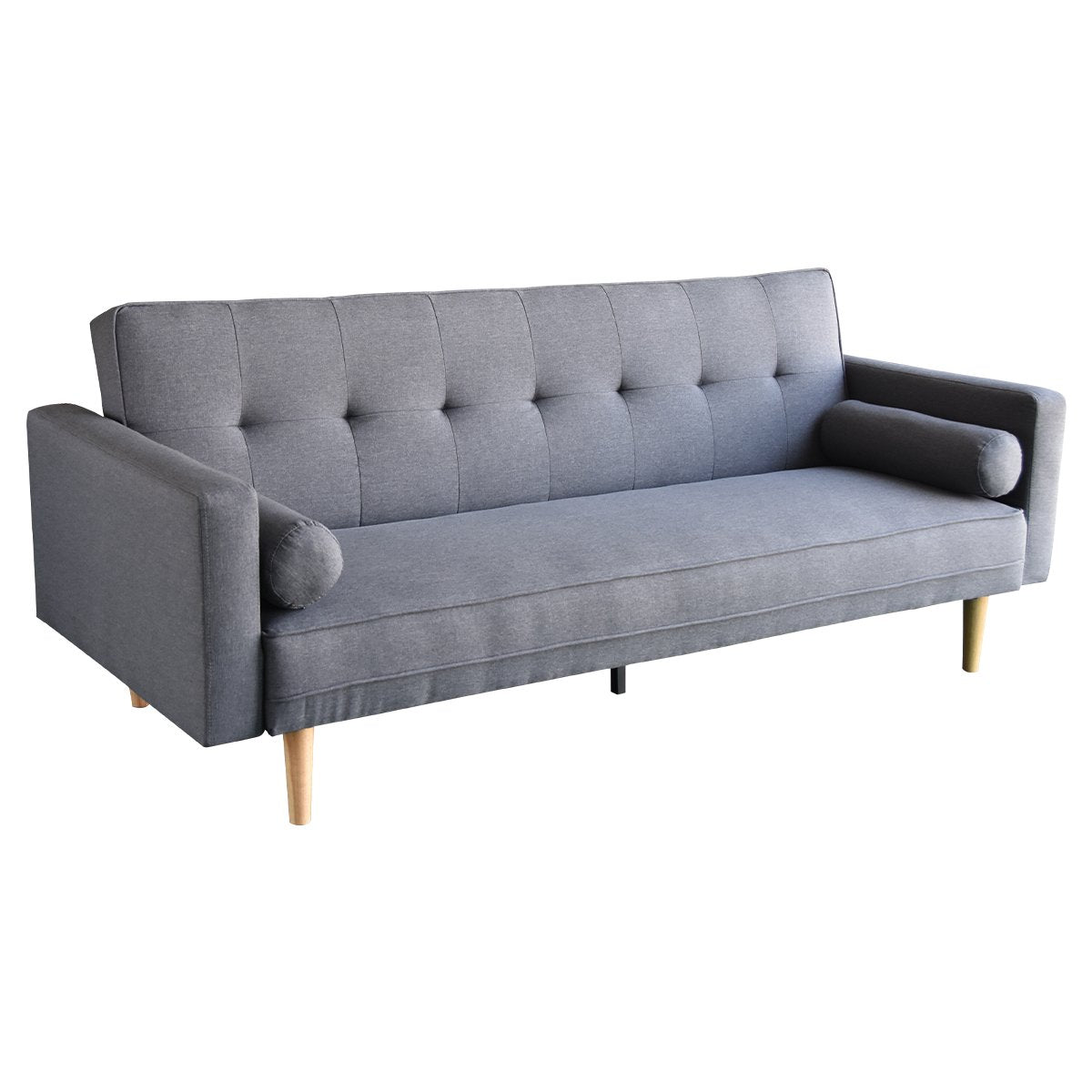 NNEDSZ Sarantino Madison Sofa Bed Lounge Couch Futon Furniture Home Dark Grey Linen Suite