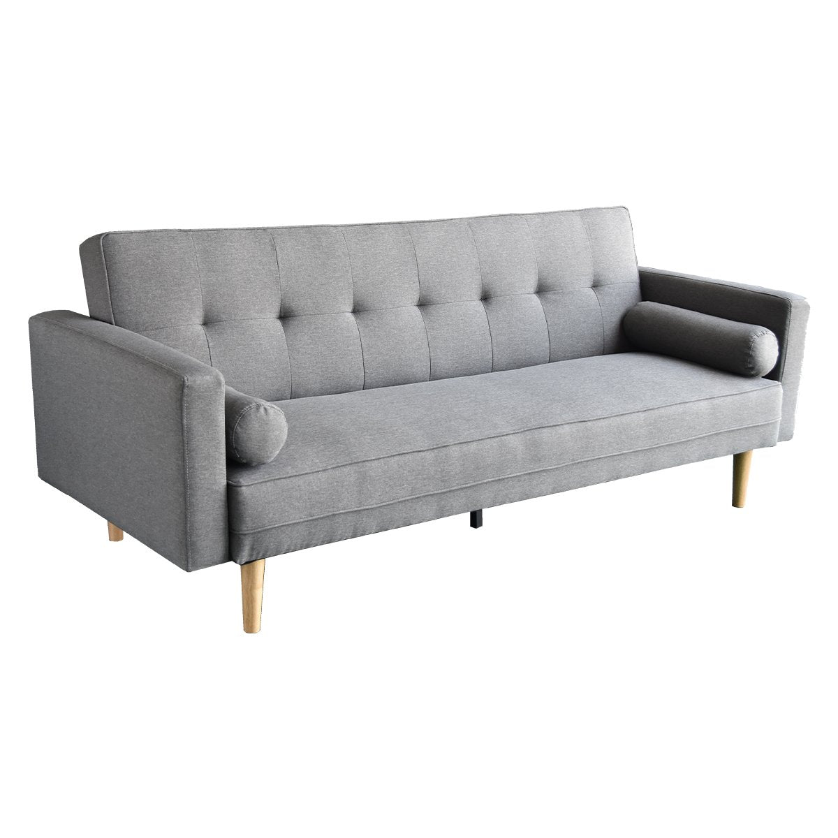 NNEDSZ Sarantino Madison Sofa Bed Lounge Couch Futon Furniture Home Light Grey Linen Suite