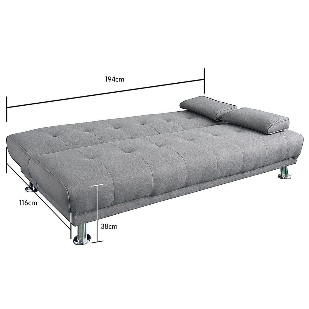 NNEDSZ Sarantino Manhattan Sofa Bed Lounge Couch Futon Furniture Home Light Grey Linen Suite