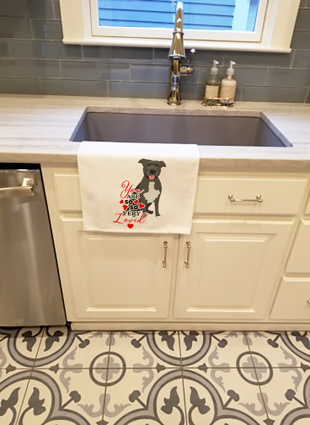 Pit Bull Blue #3 so Loved Kitchen Towel Set of 2