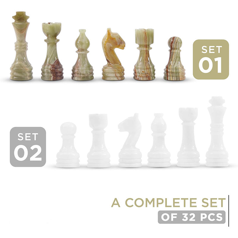 White and Green Premium Quality Chess pieces