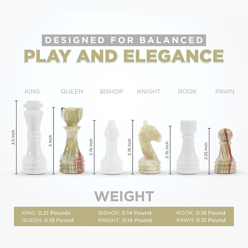 White and Green Premium Quality Chess pieces