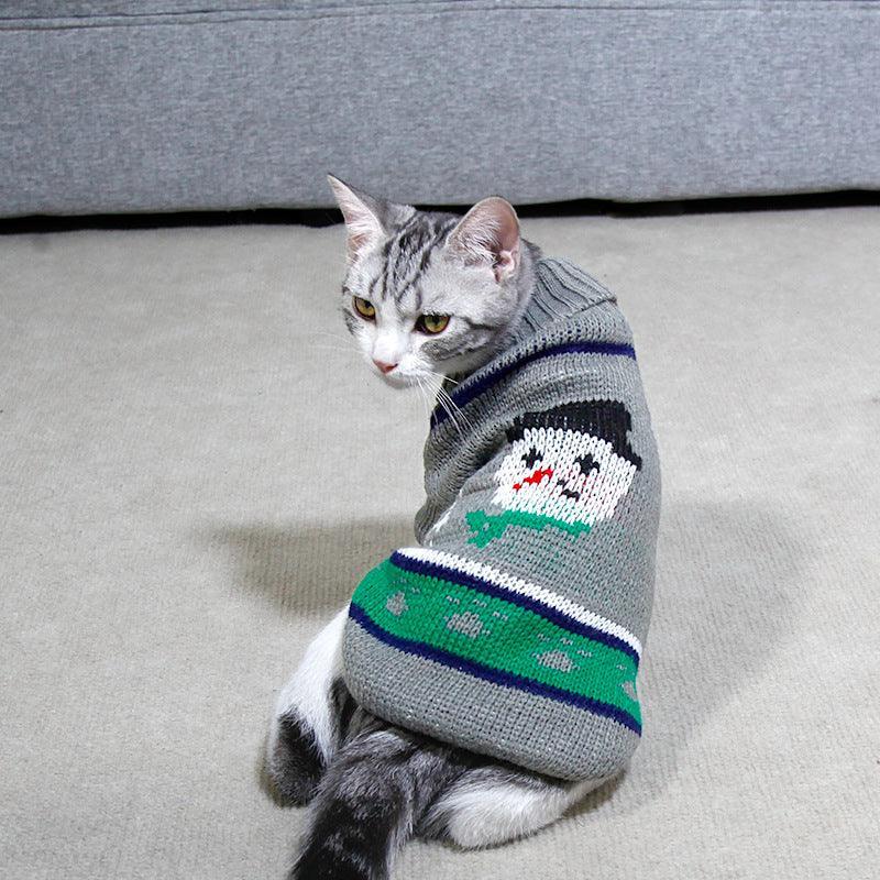 Cozy Christmas Pet Sweater: Festive Knitted High Collar Clothes For Dogs And Cats