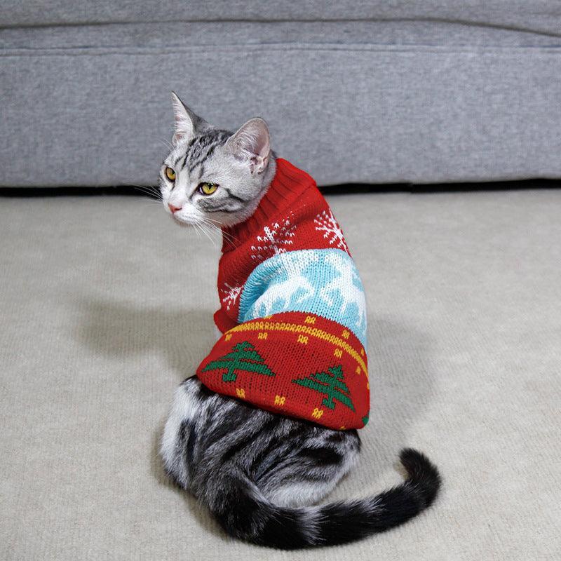 Cozy Christmas Pet Sweater: Festive Knitted High Collar Clothes For Dogs And Cats