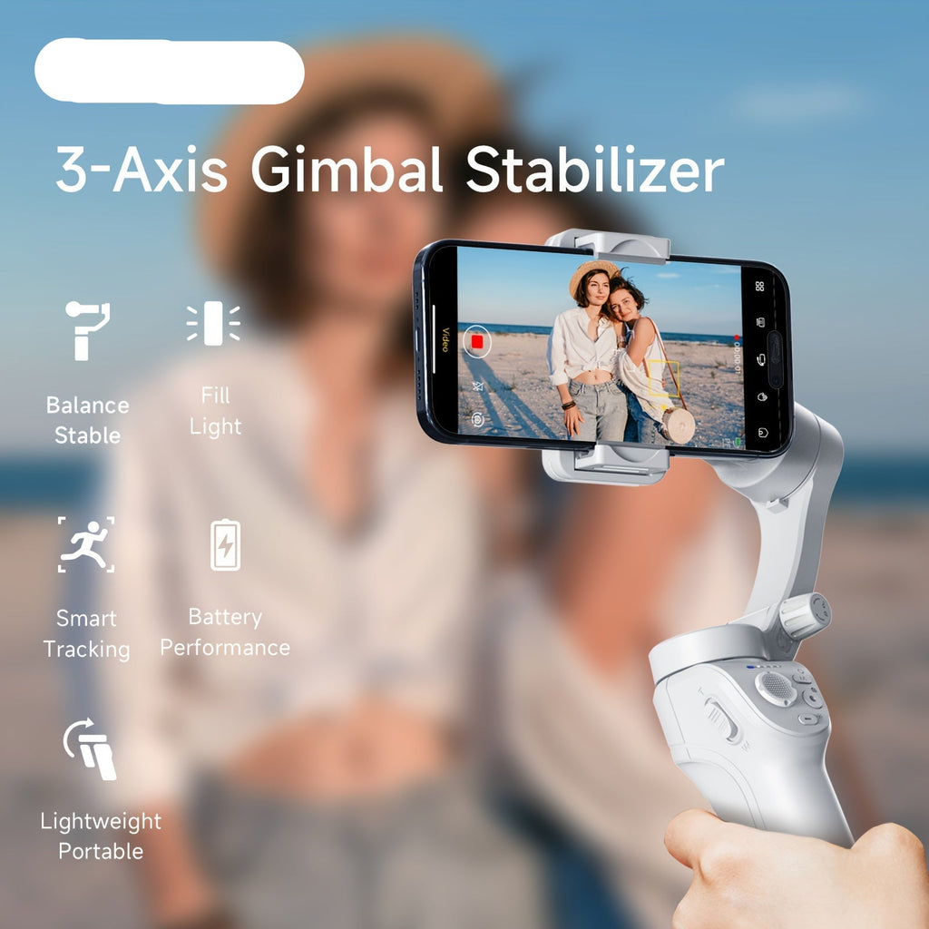 NNETM 3-Axis Selfie Stick Stabilizer with LED & Face Tracking