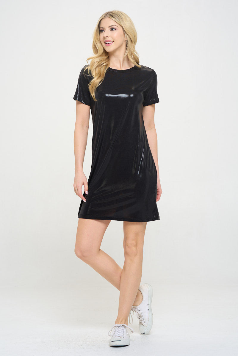 Metallic Short Sleeve Dress