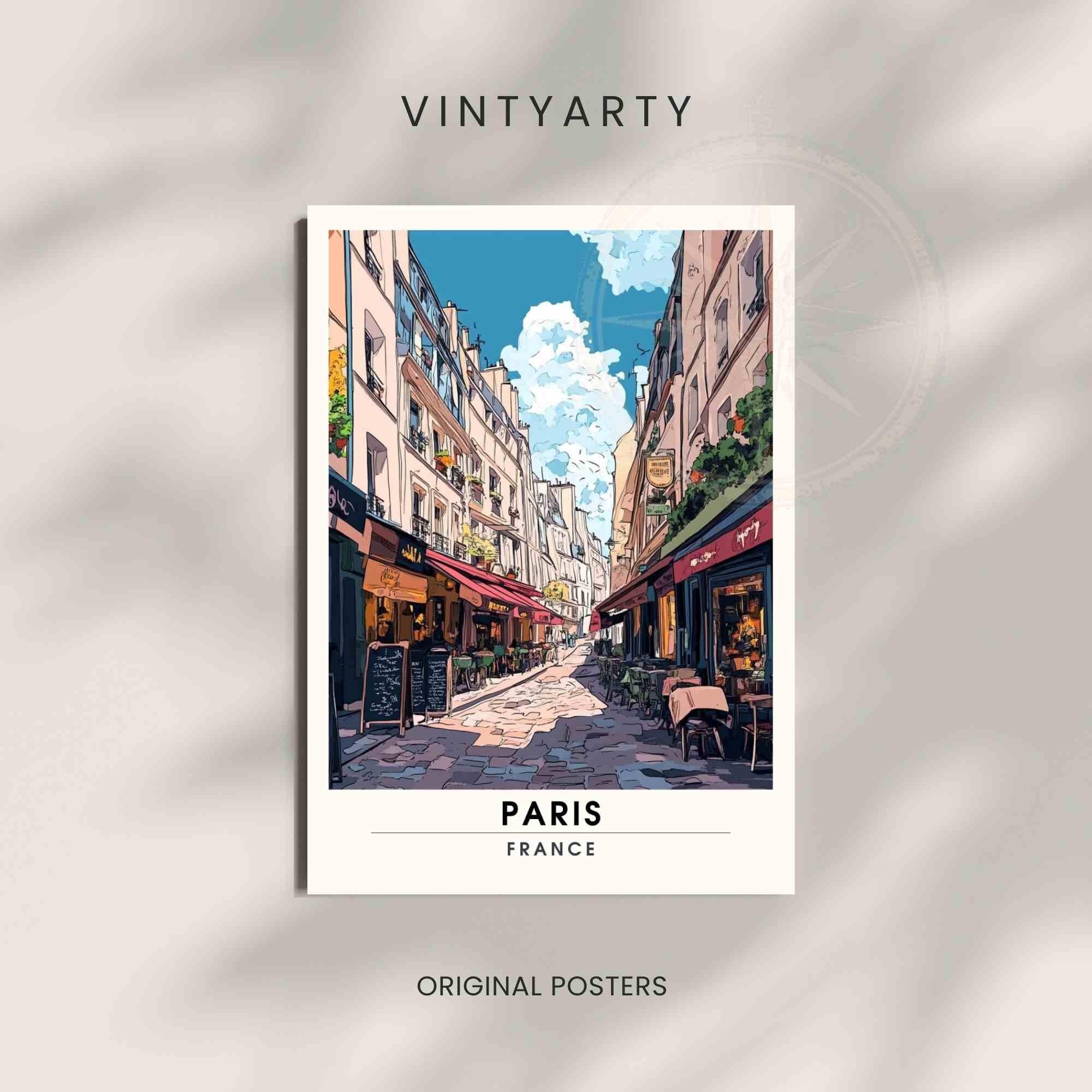 Affiche de voyage Paris | Impression Paris | Rue Mouffetard