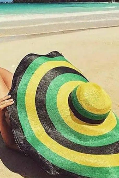 Jumbo floppy Beach hat- green colorful