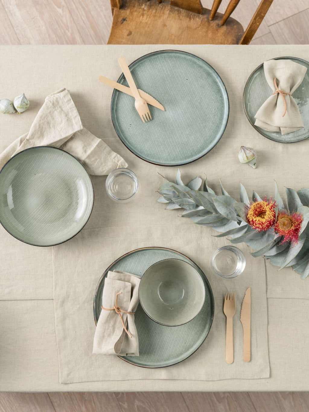 Beige Linen Table Placemat Set