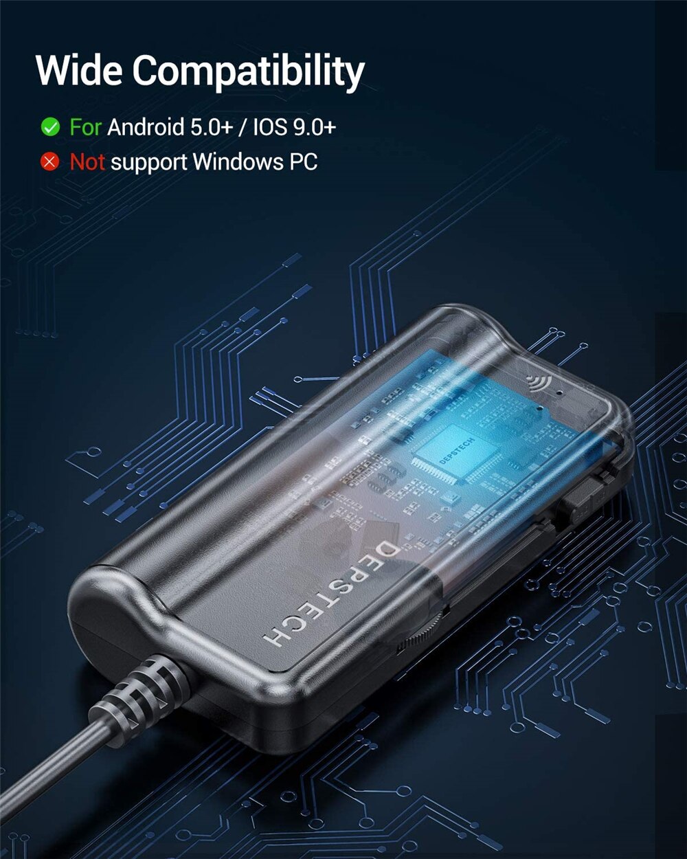 5.5mm 2.0MP 1080P WiFi Endoscope Camera HD Industrial Borescope Inspection Camera 2200mAh for Android iPhone Tablet