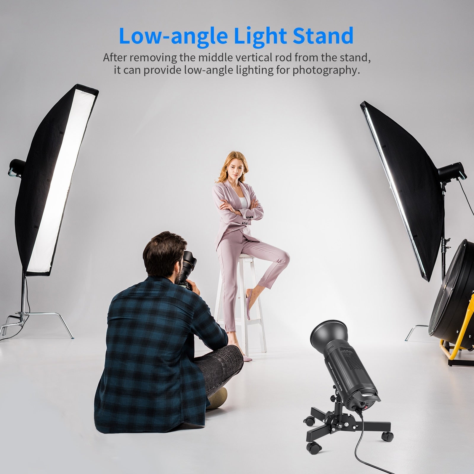 Heavy Duty Light Stand with Caster,0.72m Tripod Stand, Photography Wheeled Base Stand for Photo Sutido Softbox, Monolight