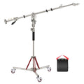 Heavy Duty Light Stand with Casters and Pro Boom Arm,  Stainless Steel Tripod Stand with Crossbar for Reflector,Monolight