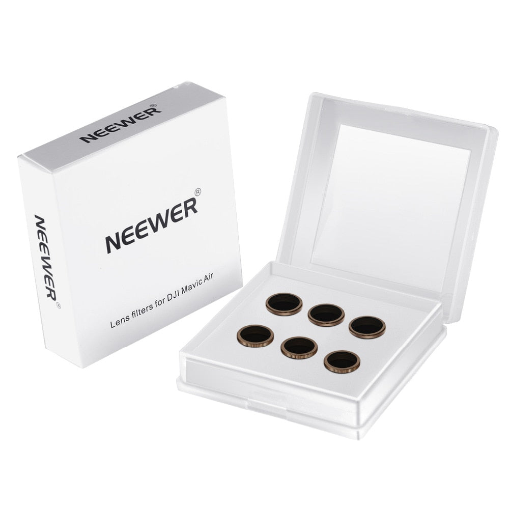 6 Pieces Pro Lens Filter Kit for DJI Mavic Air Drone Quadcopter Includes: ND4  ND8  ND16  ND4/PL  ND8/PL  ND16/PL (Gold)