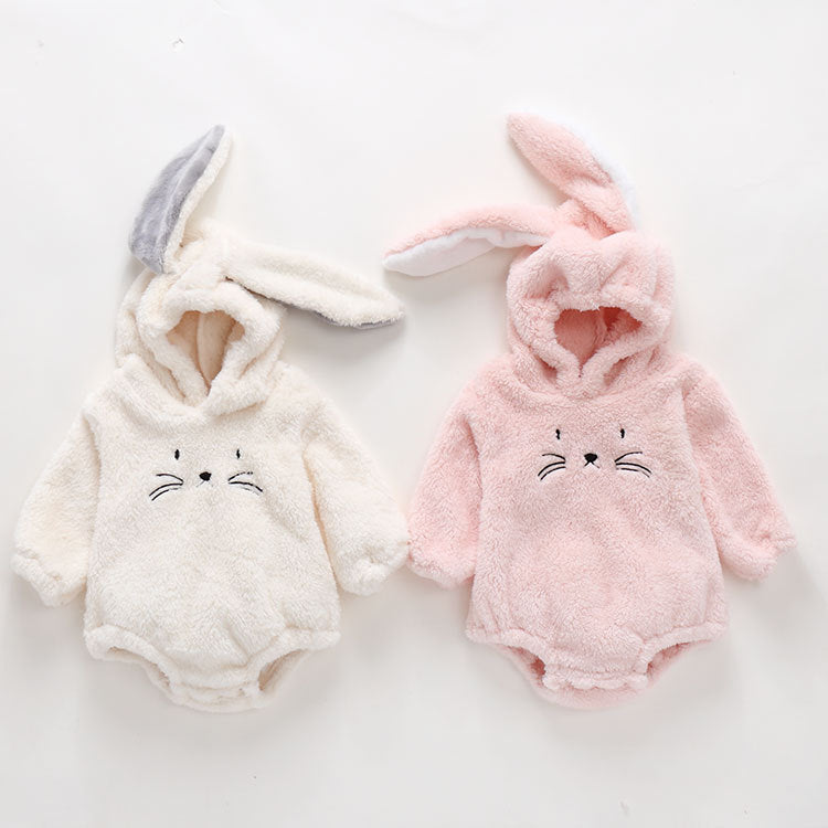 Baby Embroidered Pattern Rabbit Ear Design Thickened Bodysuit