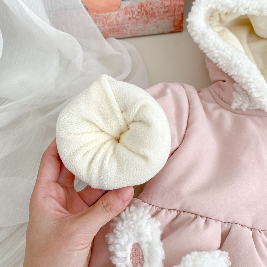 Winter Arrival Baby Kids Girls Rabbits Pattern Long Sleeves Fleece-Lined Coat