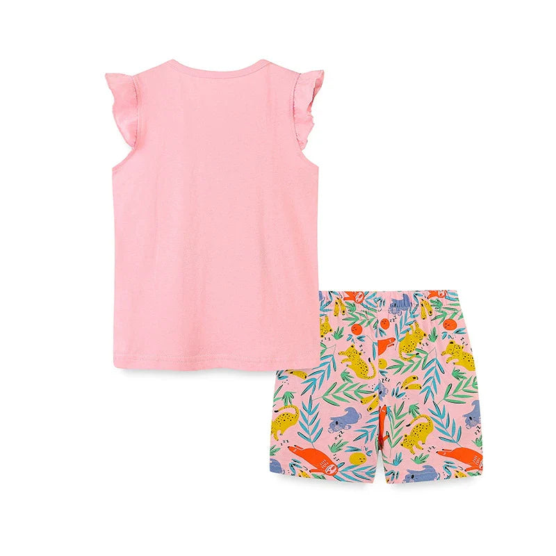 Summer Baby Kids Cartoon Animals Pattern Vest and Shorts Clothing Set for Girls
