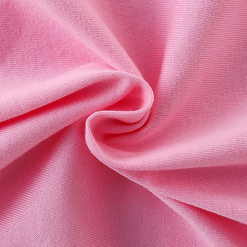 Summer Arrival Girls’ Cartoon Dinosaurs Pattern Short Sleeves Pink T-shirt in European and American Style