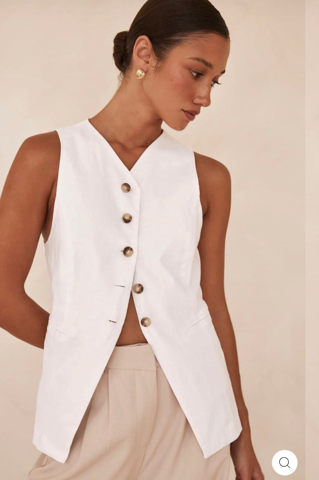 White Linen Vest