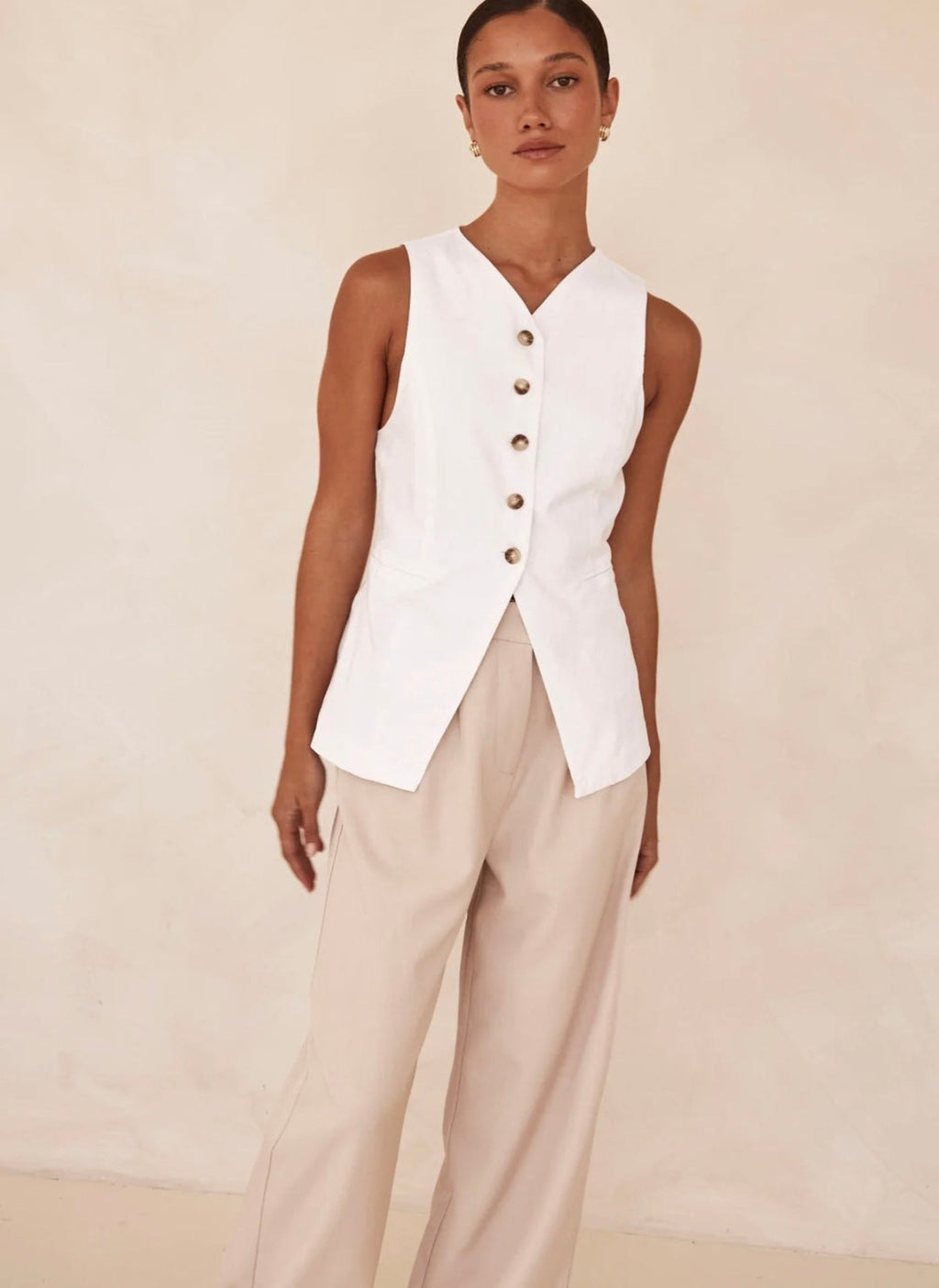 White Linen Vest