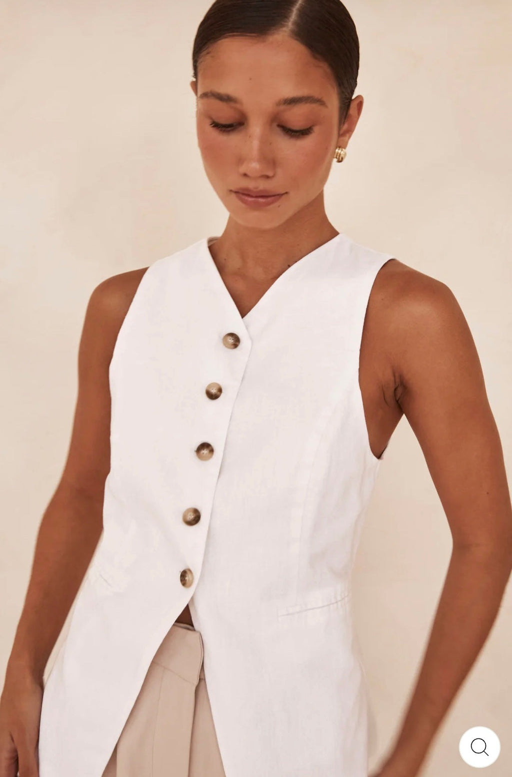 White Linen Vest